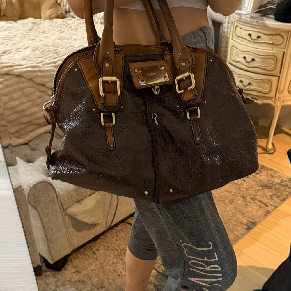 Chloe **RARE**. Paddington Lock Patent Leather Double-Handle Satchel Bag vintage